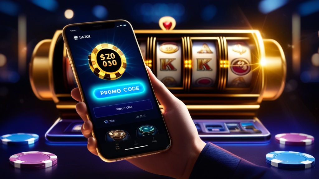 Mobiele bonuscode naast glanzende casinochips en slotmachines