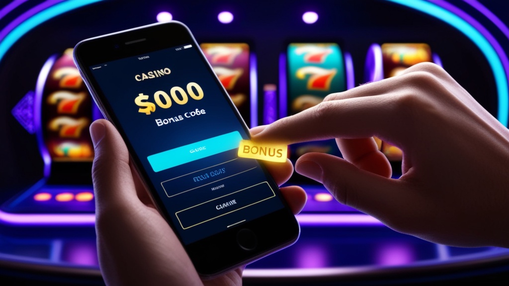 Persoon voert een bonuscode in op een mobiel casinoformulier