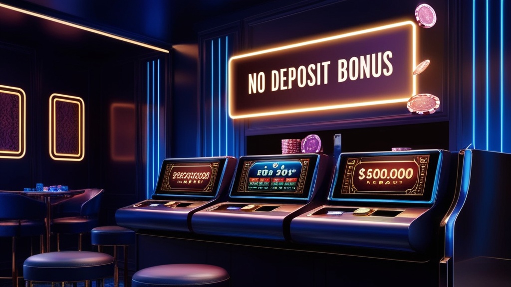 Slotmachine met melding voor een no deposit bonus