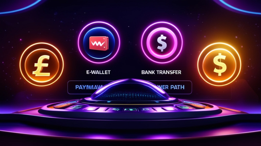 Donkere casino-illustratie met verschillende betaalmethoden en verwerkingstijd